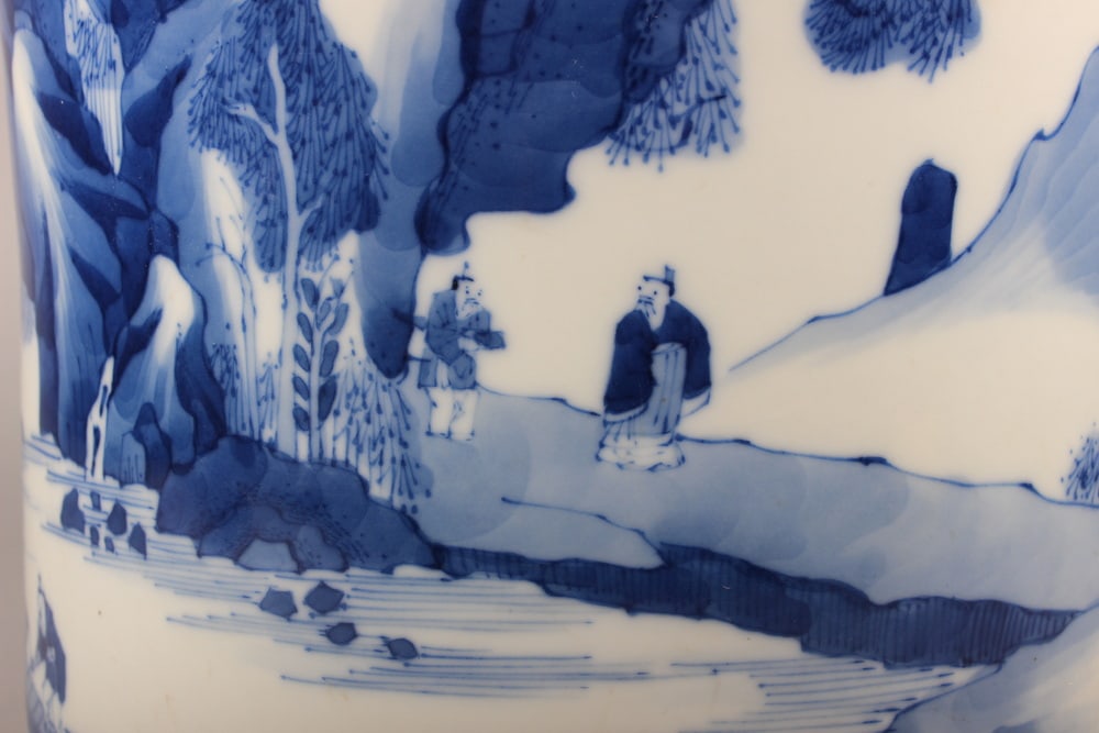 Blue and White Landscape and Figure Vase - 5