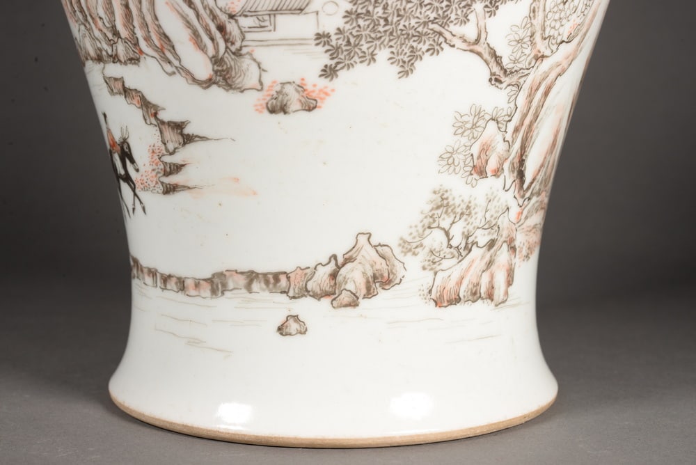 Black and colored landscape and figure porcelain vase - 7