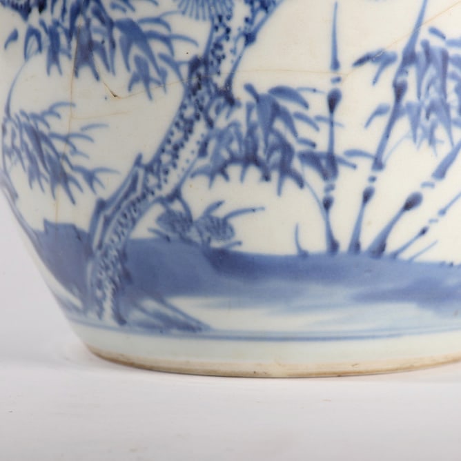 Blue and White "Three Friends of Cold Weather" Vase - 4