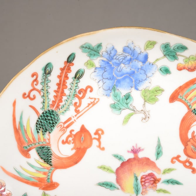Pastel-colored phoenix-pattern plate - 4