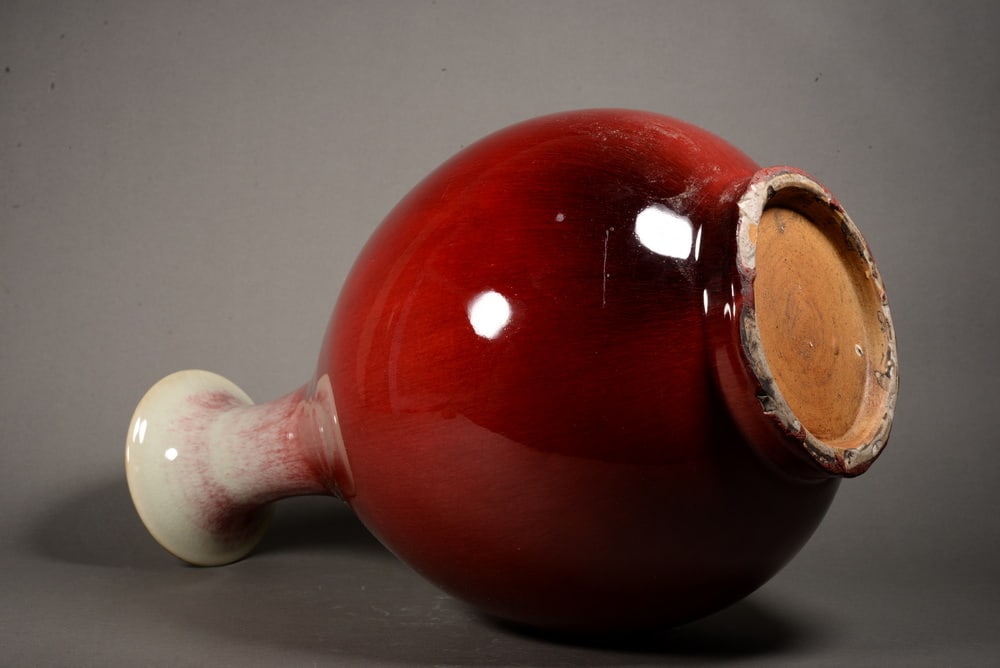 Red-glazed jade bottle vase - 7