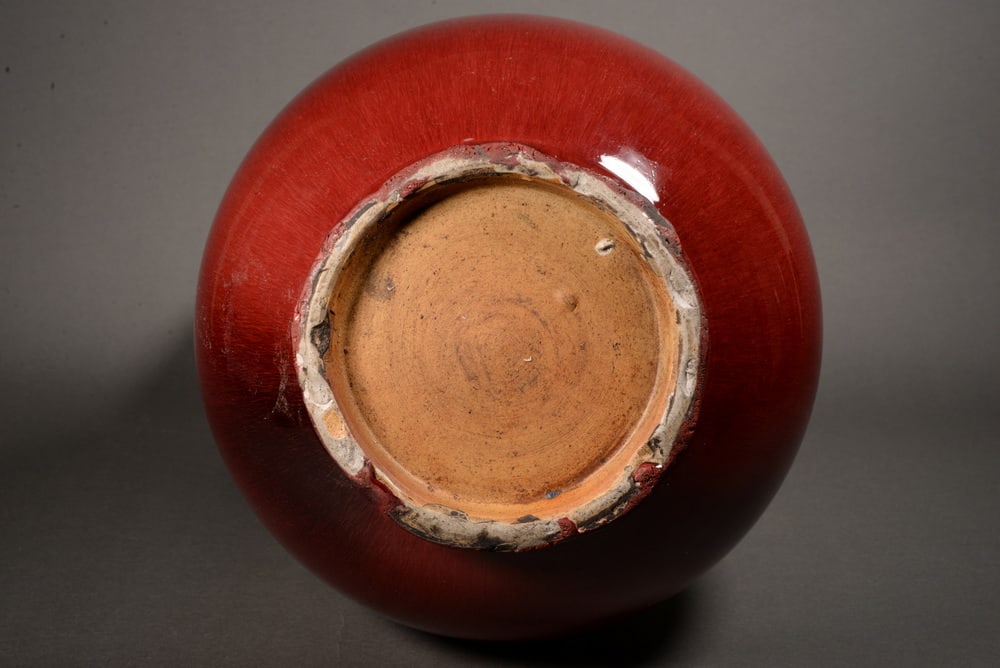 Red-glazed jade bottle vase - 8
