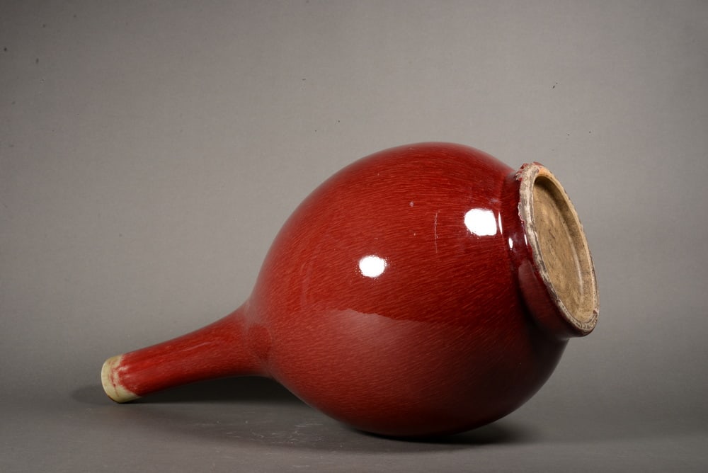 Red-glazed spouted bottle - 5