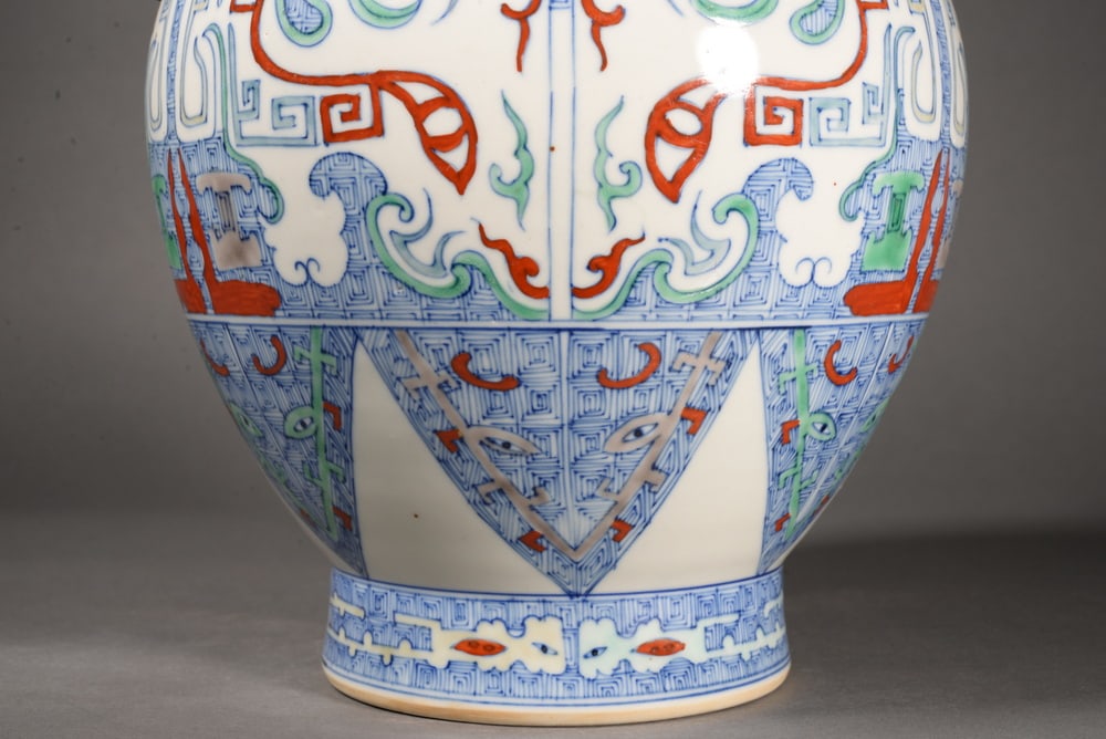 Tri-color glazed dragon-shaped double-eared vessel - 6