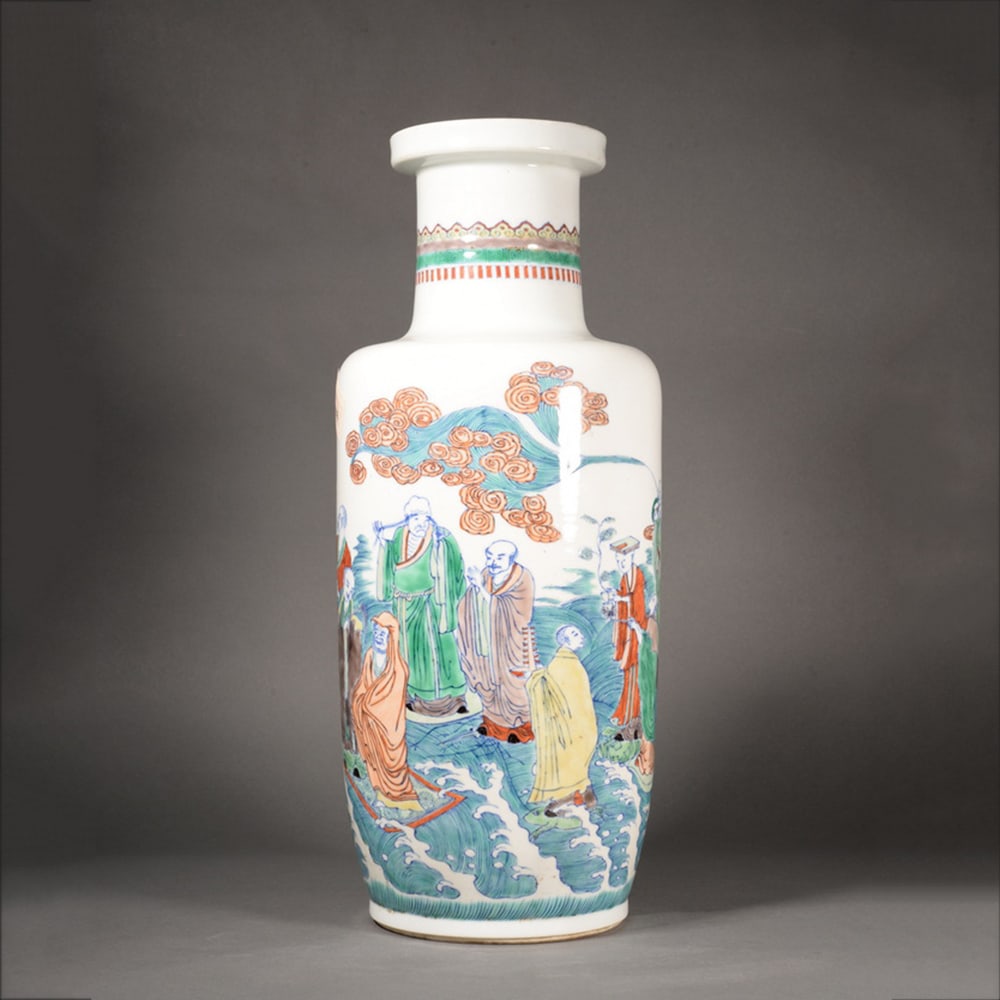 Celadon-decorated Eighteen Arhats Stalked Bottle: Name Celadon-decorated Eighteen Arhats Stalked Bottle Dimensions 45.5CM*19CM Condition Additional photographs and condition reports are available upon request as a courtesy to our clients. Any