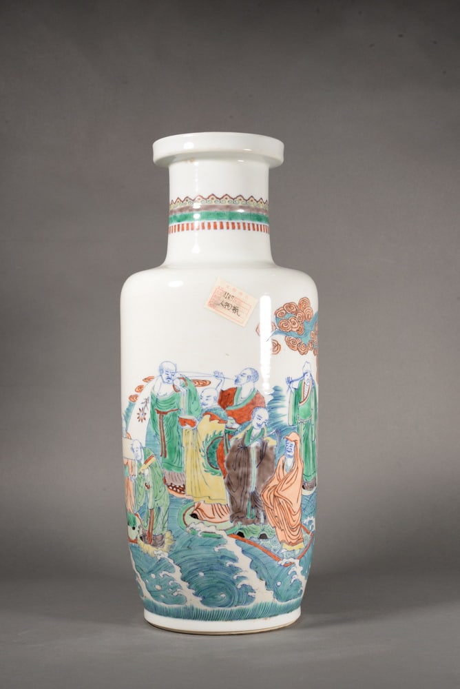 Celadon-decorated Eighteen Arhats Stalked Bottle - 3