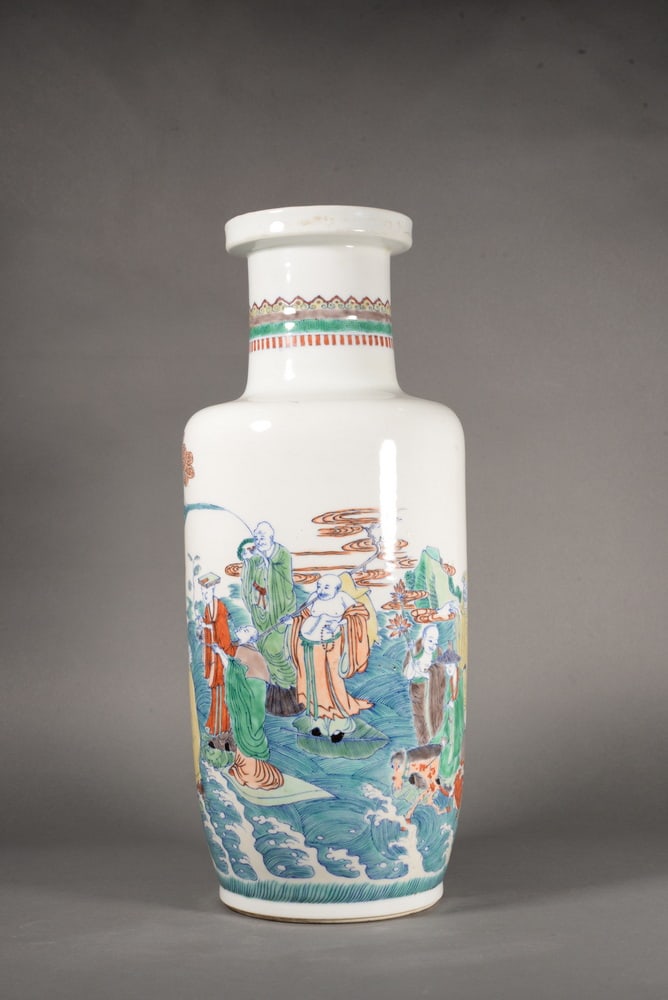 Celadon-decorated Eighteen Arhats Stalked Bottle - 4