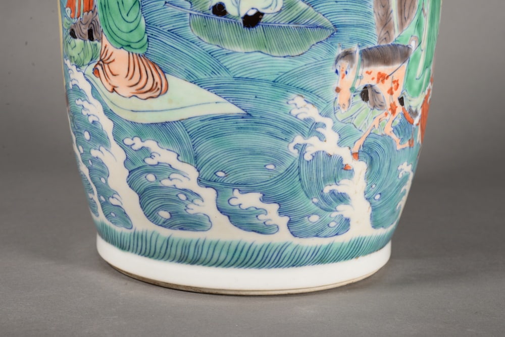 Celadon-decorated Eighteen Arhats Stalked Bottle - 8