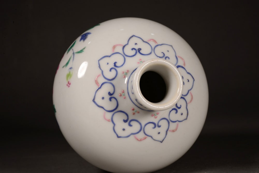 Pastel-painted branch-of-flower pattern vase - 5