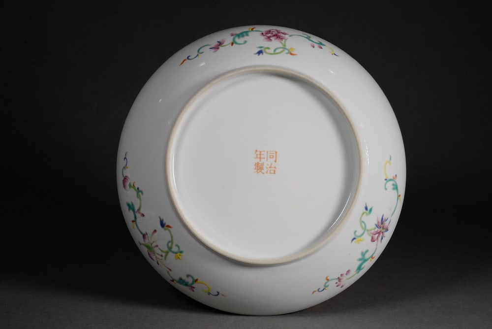 Yellow ground polychrome flower and bird plate - 6