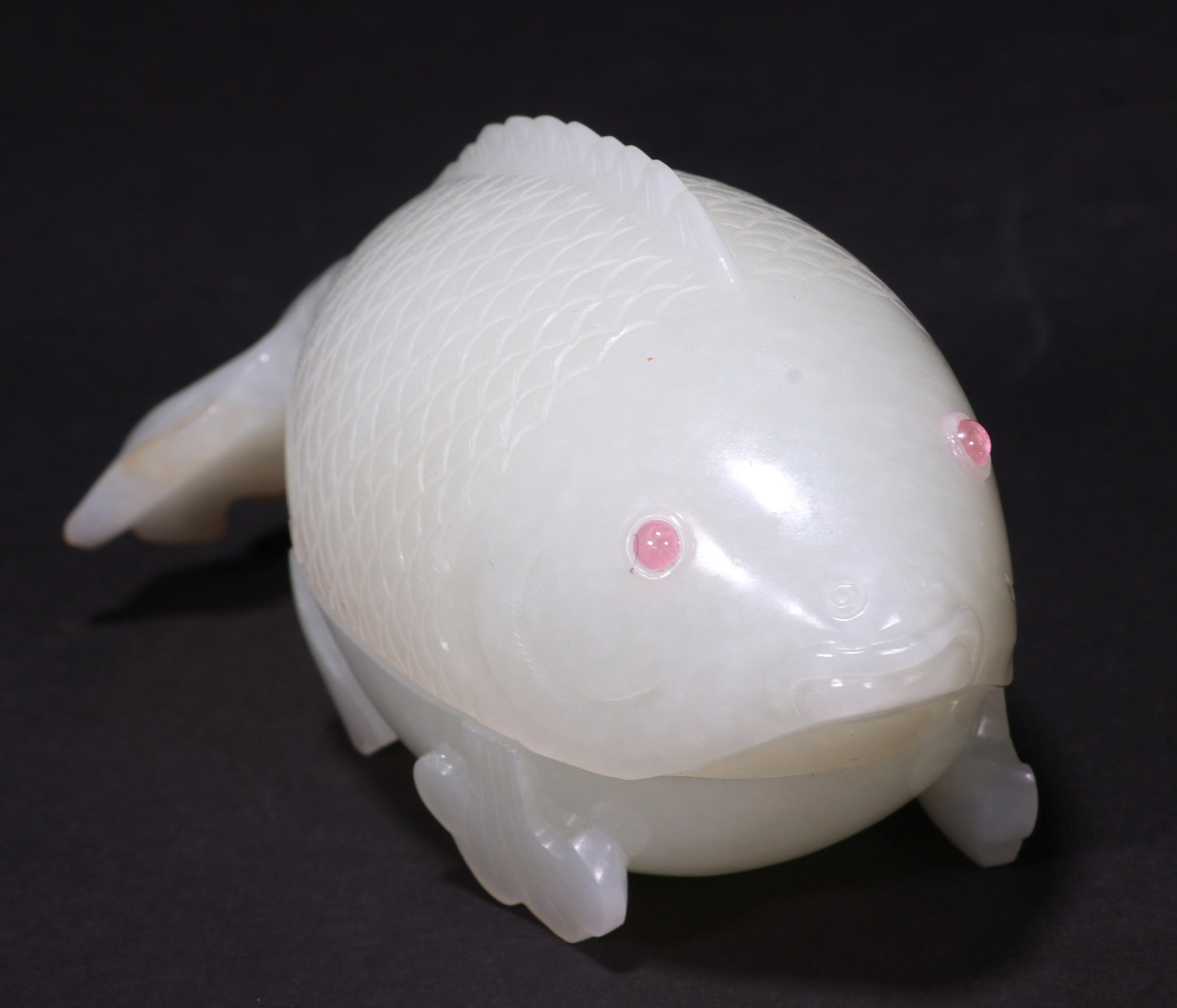White jade fish-shaped cover box - 5