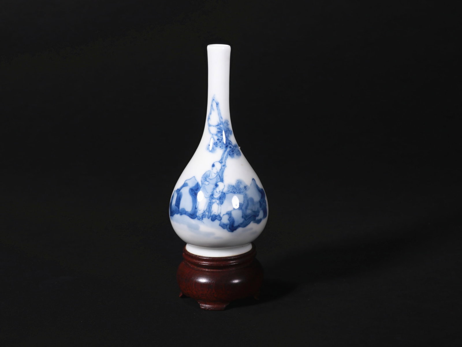 Blue and White Figure Vase: Name Blue and White Figure Vase Dimensions H??11CM Condition Additional photographs and condition reports are available upon request as a courtesy to our clients. Any condition report represents an