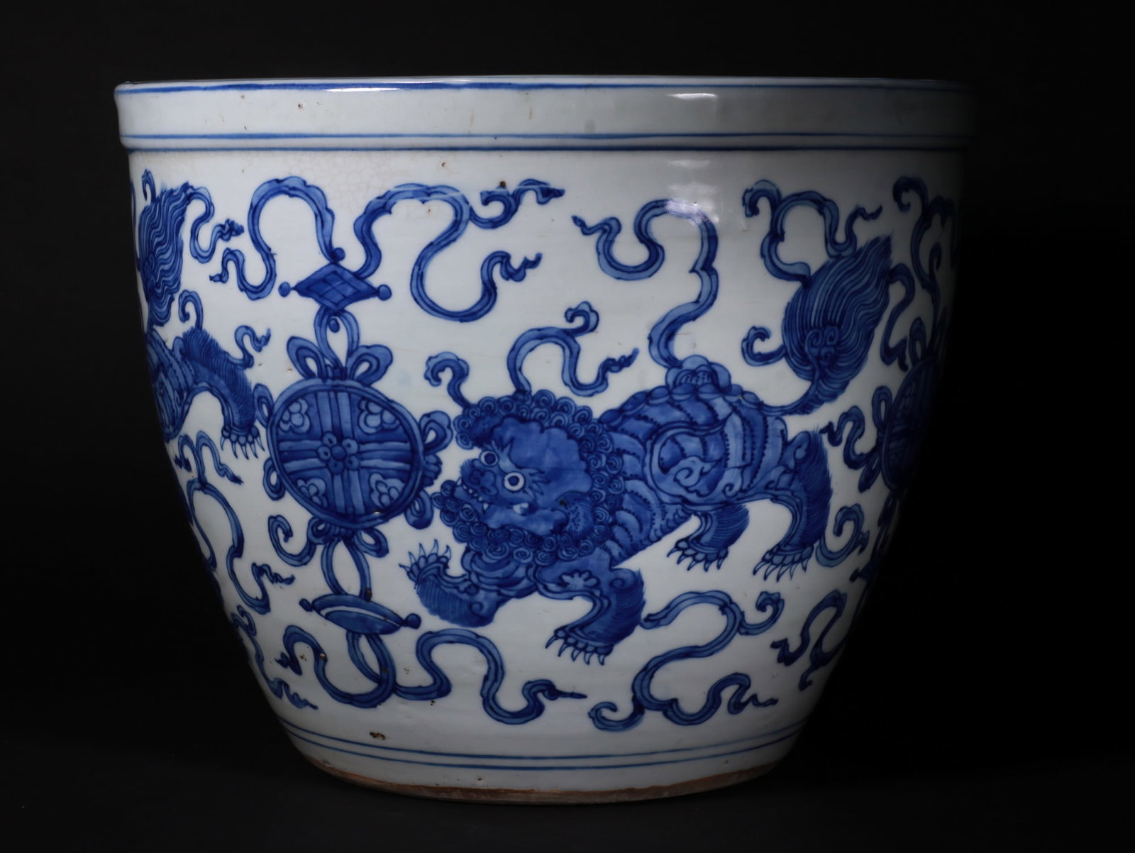 Blue and white lion-patterned vase - 5