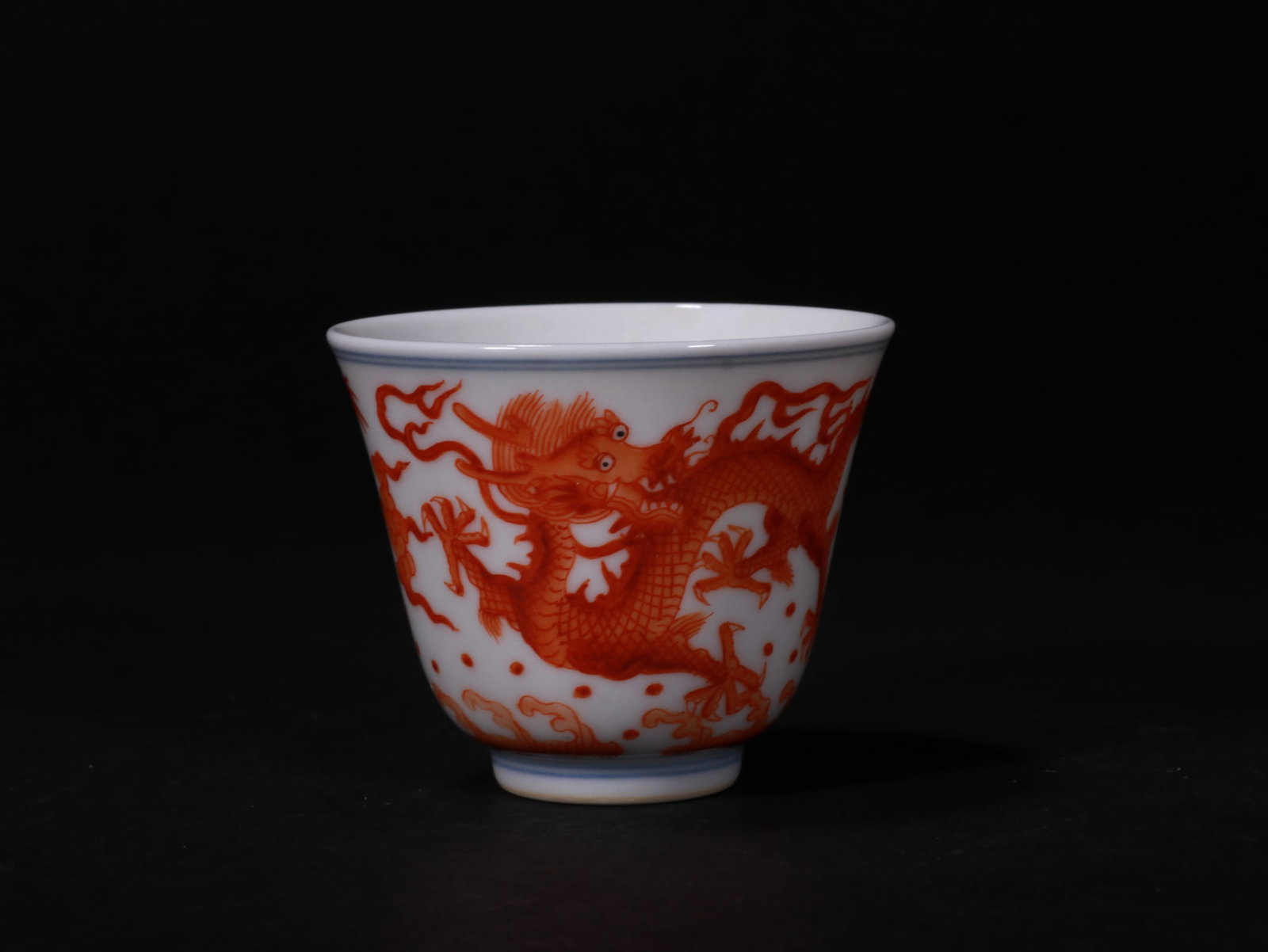 Cup with Crimson Red Pattern and Dragon Design - 2