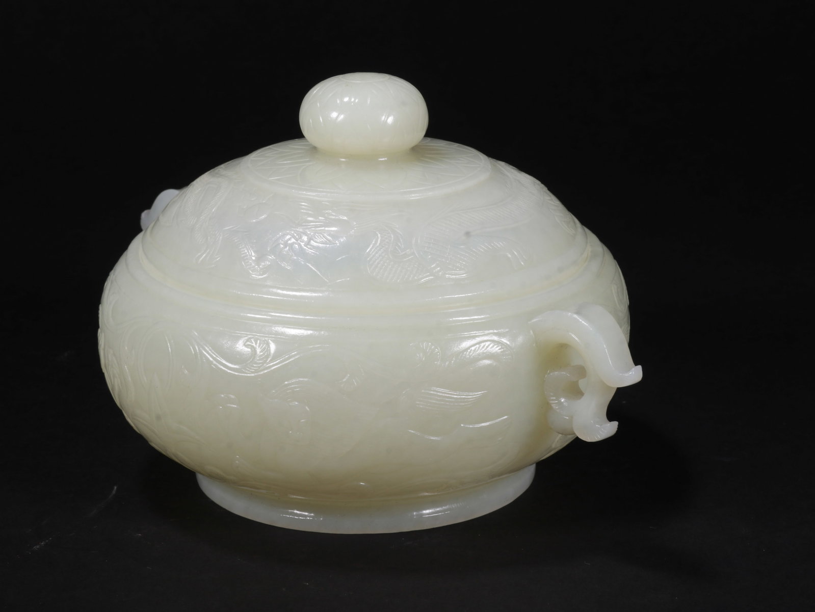 White Jade Beast Dragon Pattern Incense Burner - 16