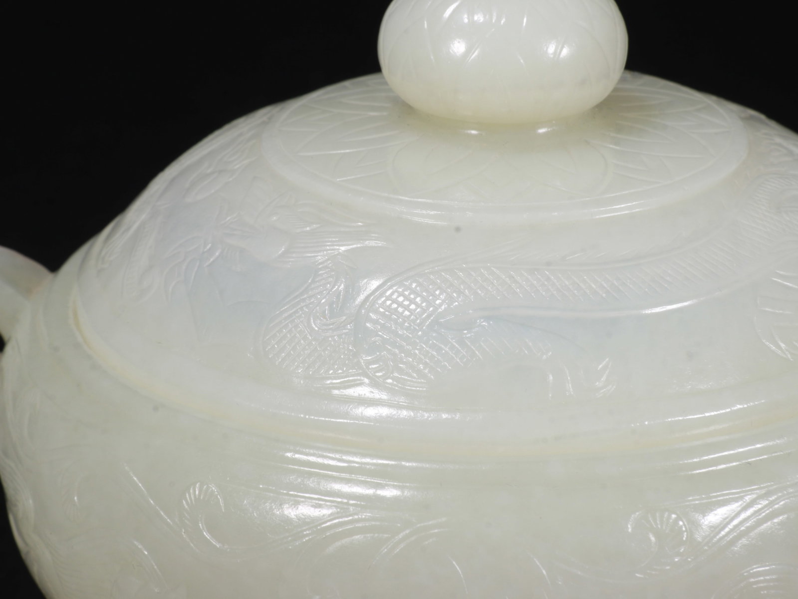 White Jade Beast Dragon Pattern Incense Burner - 8