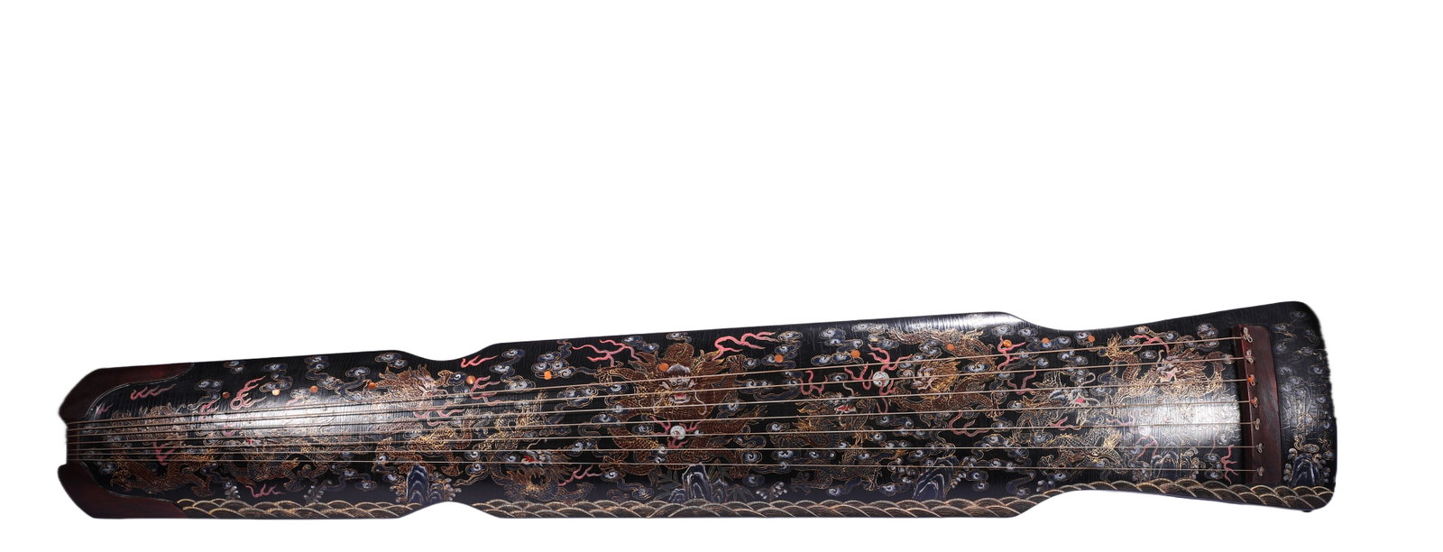 QING DYNASTY LACQUERWARE DRAGON PATTERN GUQIN: H:122cmWeight:2400g