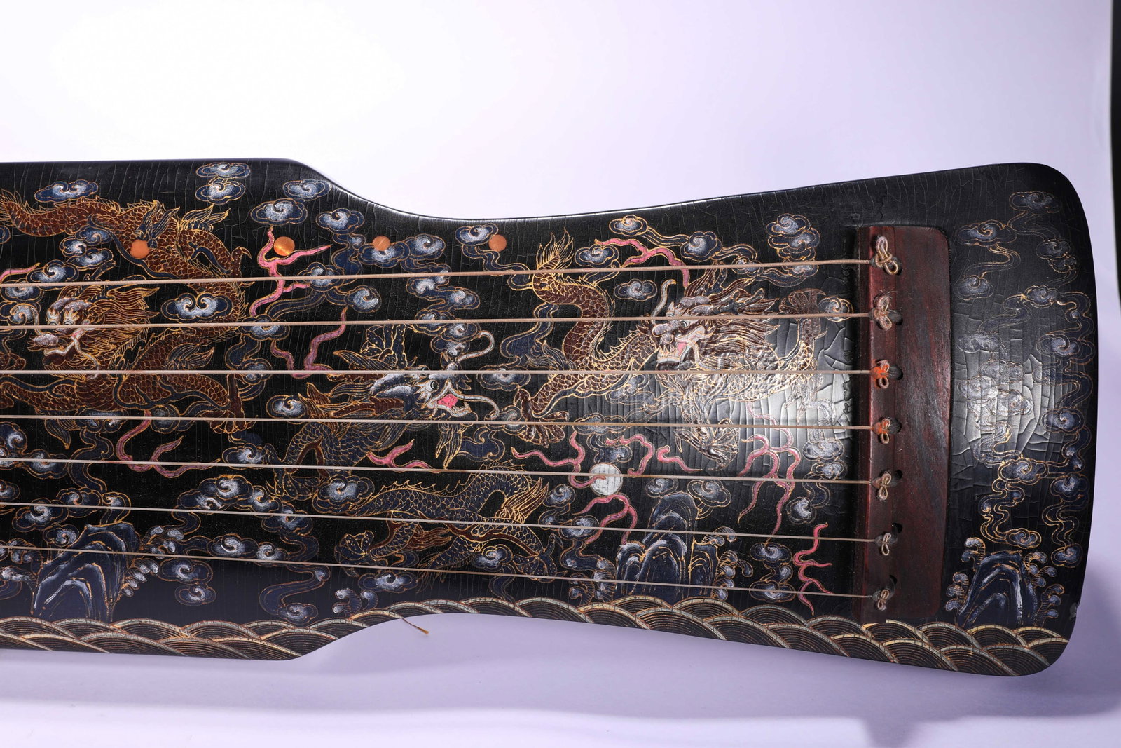 QING DYNASTY LACQUERWARE DRAGON PATTERN GUQIN - 2