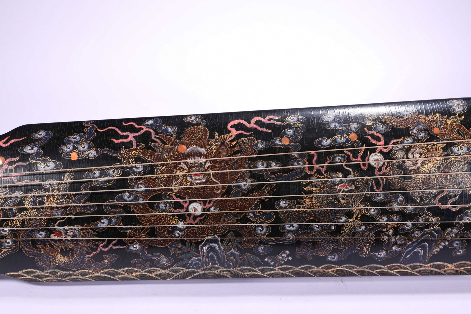 QING DYNASTY LACQUERWARE DRAGON PATTERN GUQIN - 3