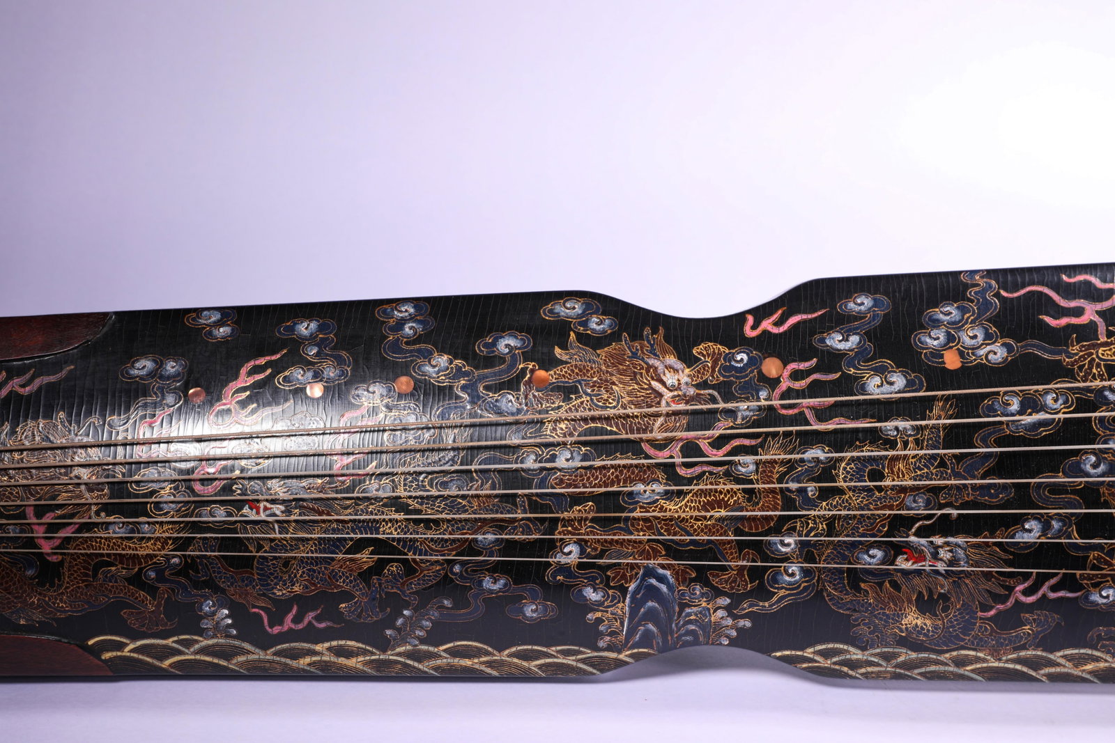 QING DYNASTY LACQUERWARE DRAGON PATTERN GUQIN - 4