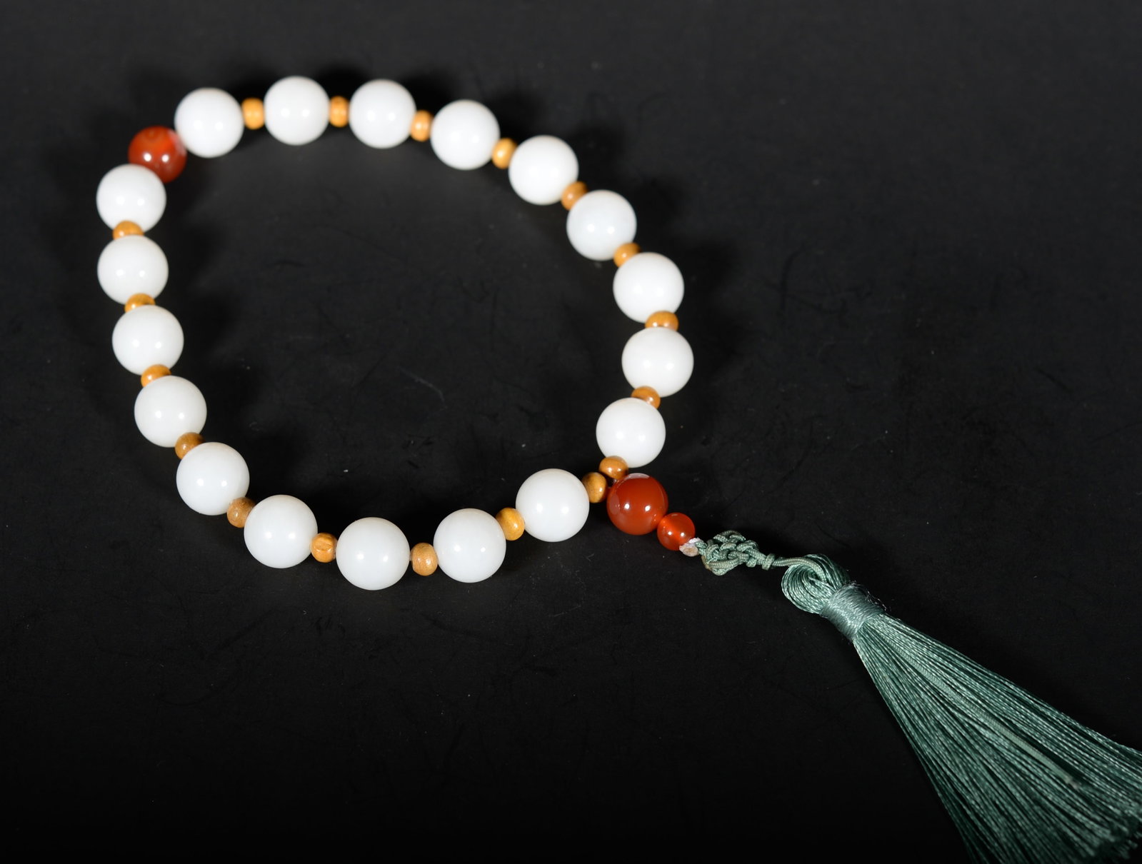 White jade Buddhist beads