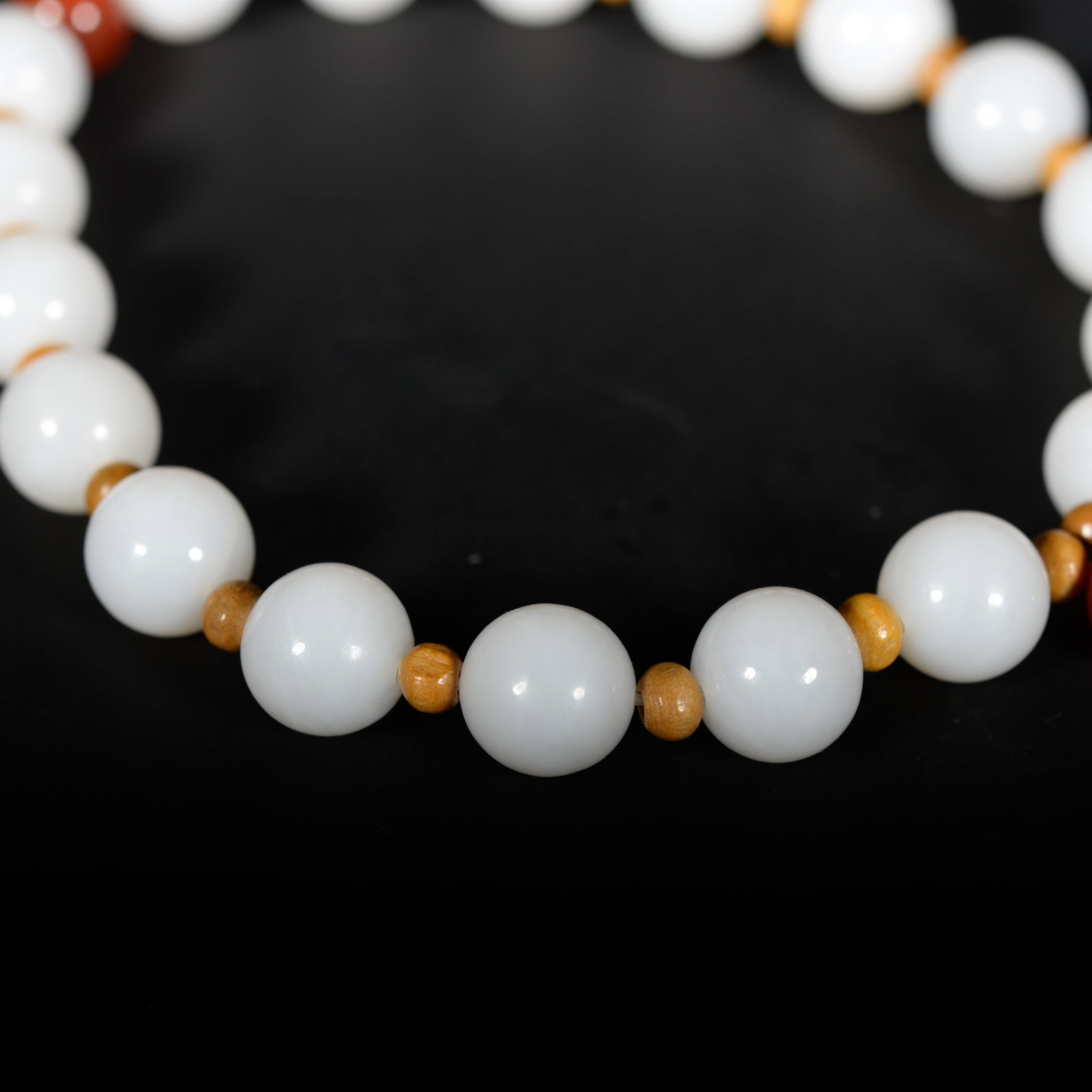 White jade Buddhist beads - 2