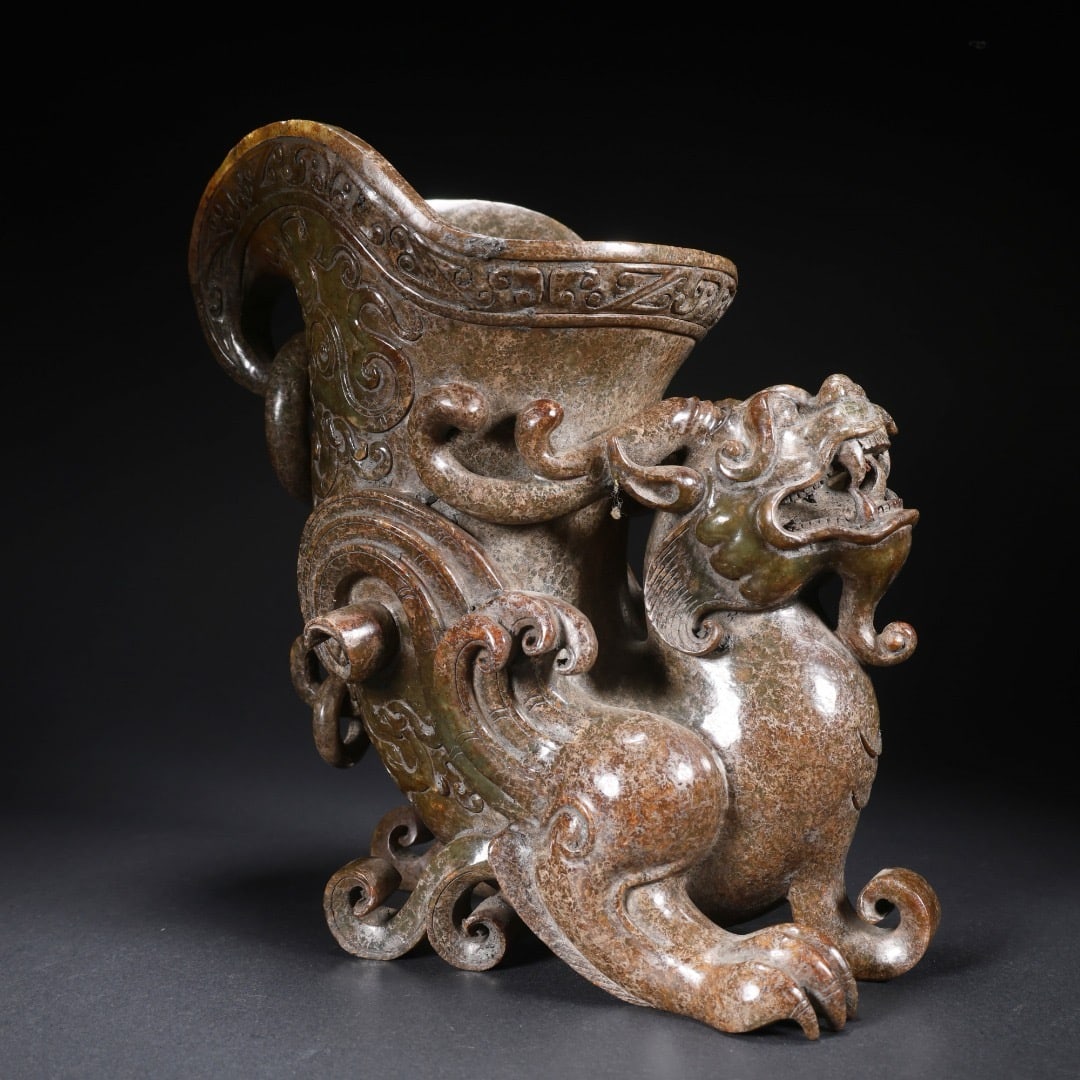 Jade beast-shaped wine cup - 5