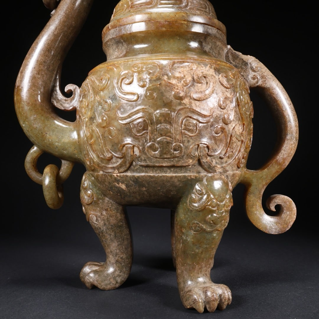 Jade beast-shaped incense burner - 3