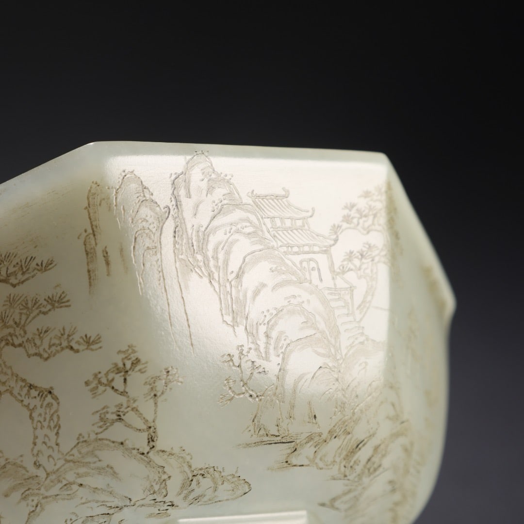 White Jade Poetic Porcelain Bowl - 2