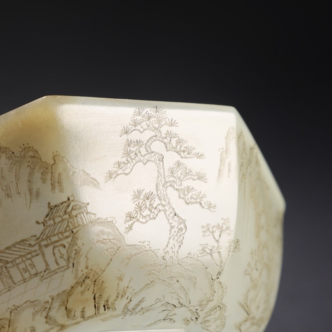 White Jade Poetic Porcelain Bowl - 3