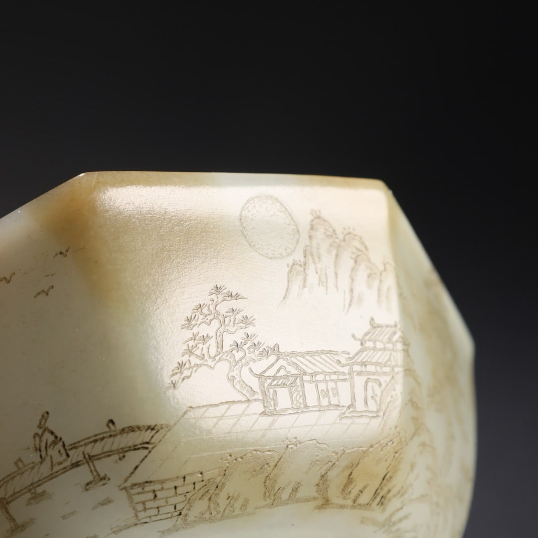 White Jade Poetic Porcelain Bowl - 4