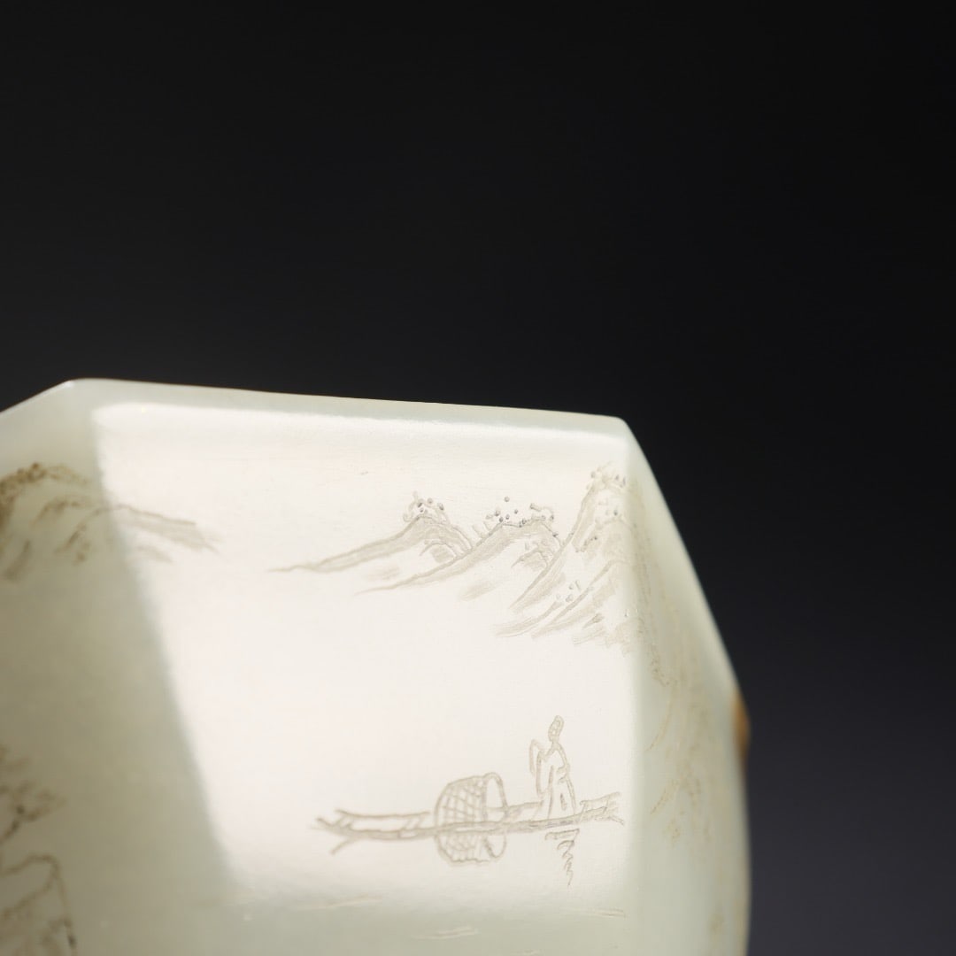 White Jade Poetic Porcelain Bowl - 7