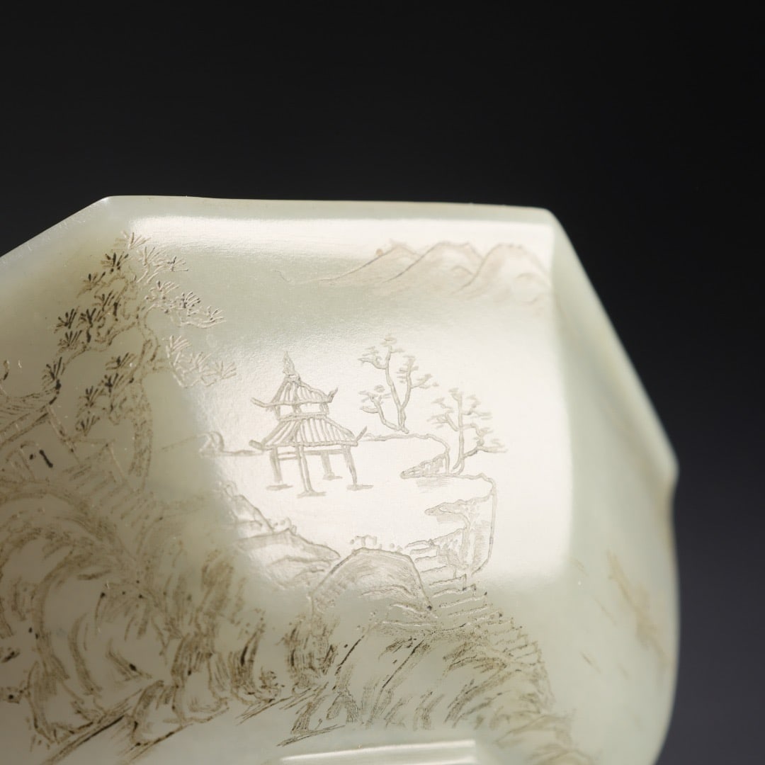 White Jade Poetic Porcelain Bowl - 8