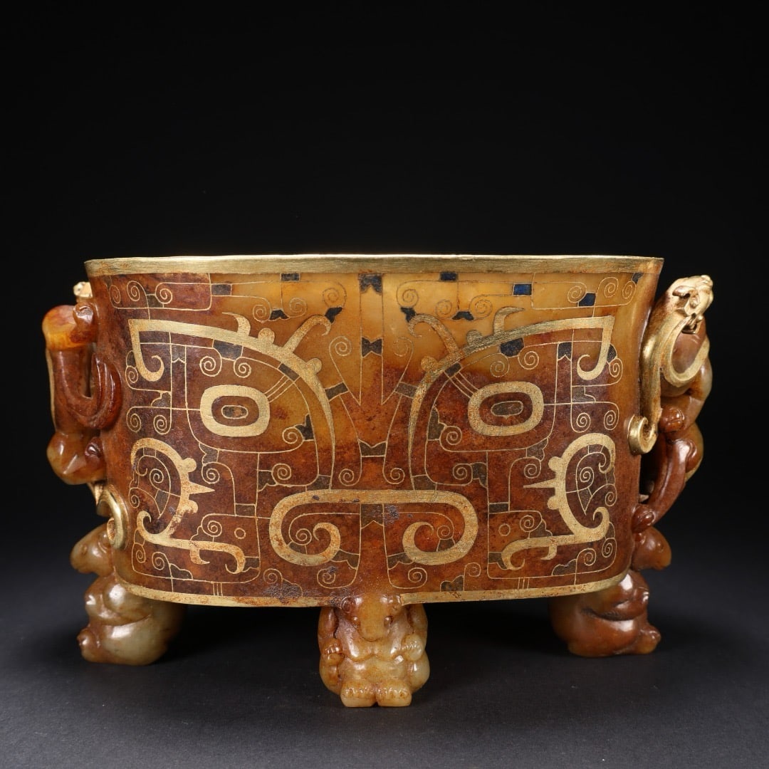 Jade-inlaid gold animal-shaped incense burner - 2