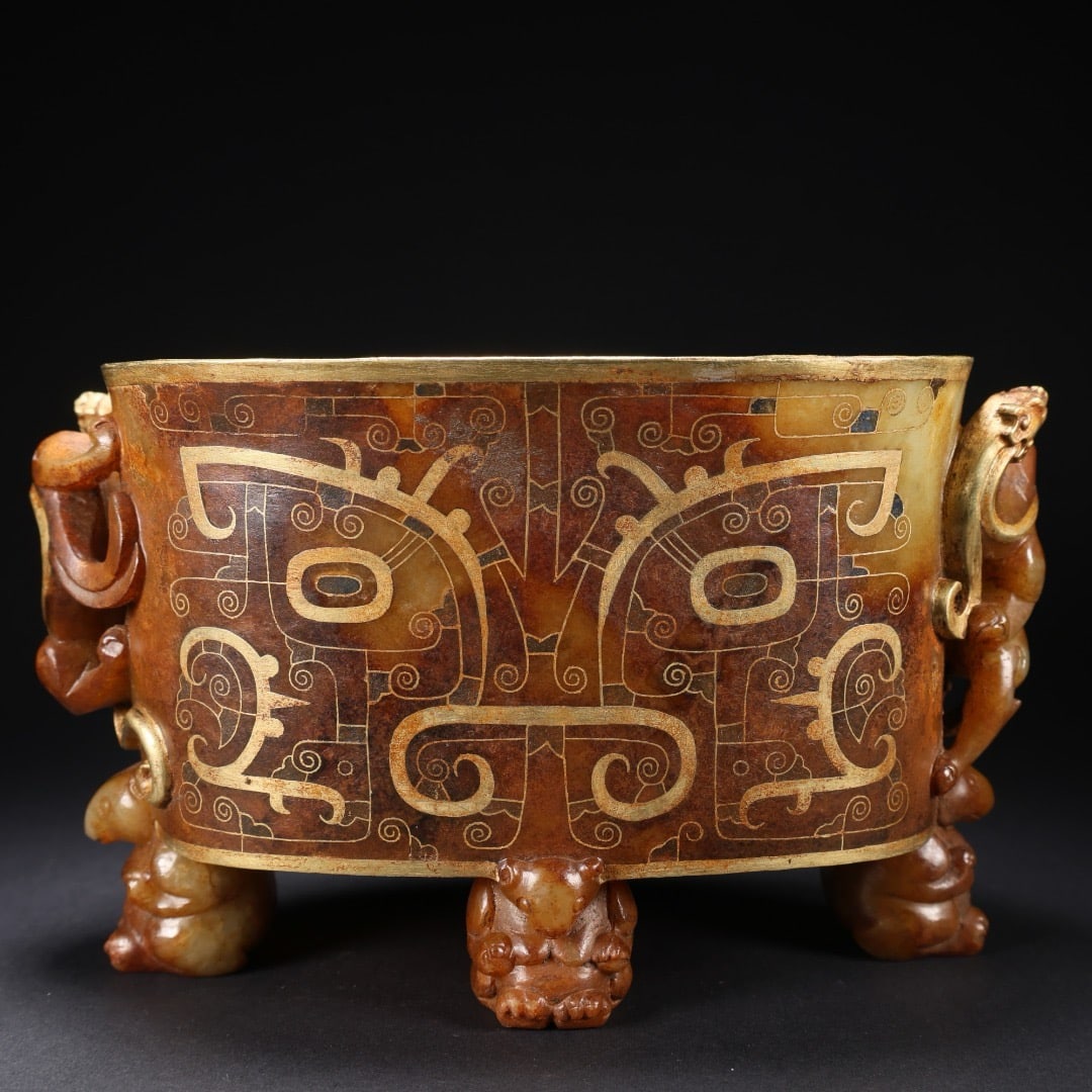 Jade-inlaid gold animal-shaped incense burner - 5