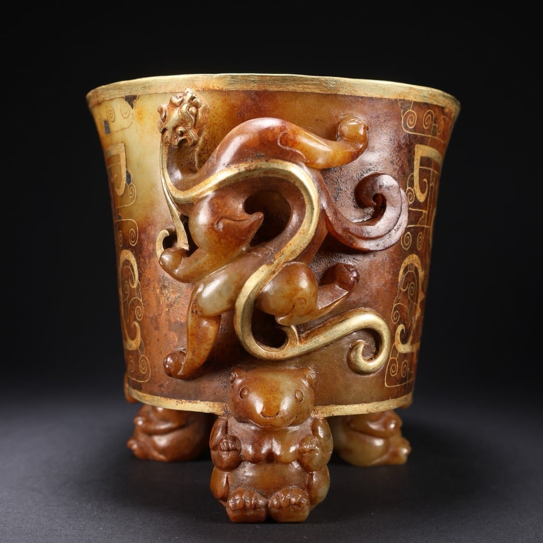Jade-inlaid gold animal-shaped incense burner - 7