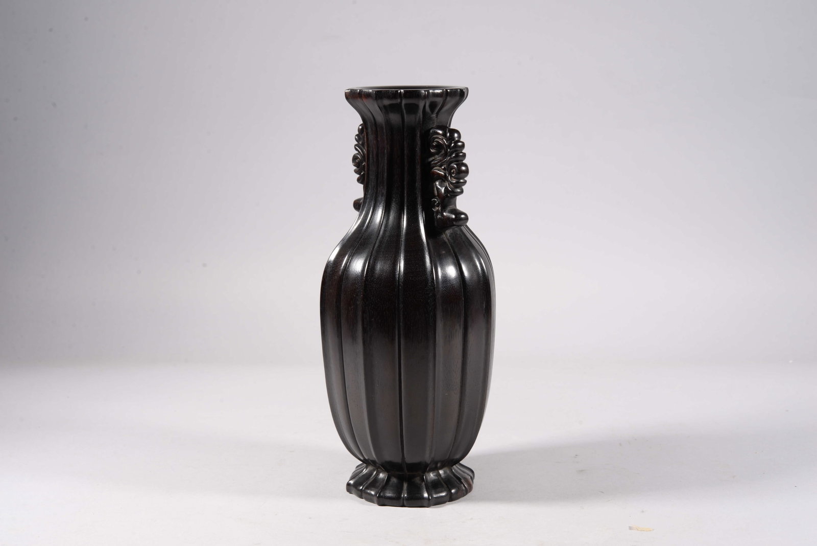 Rosewood carved rectangular-shaped bottle with double ears - 2