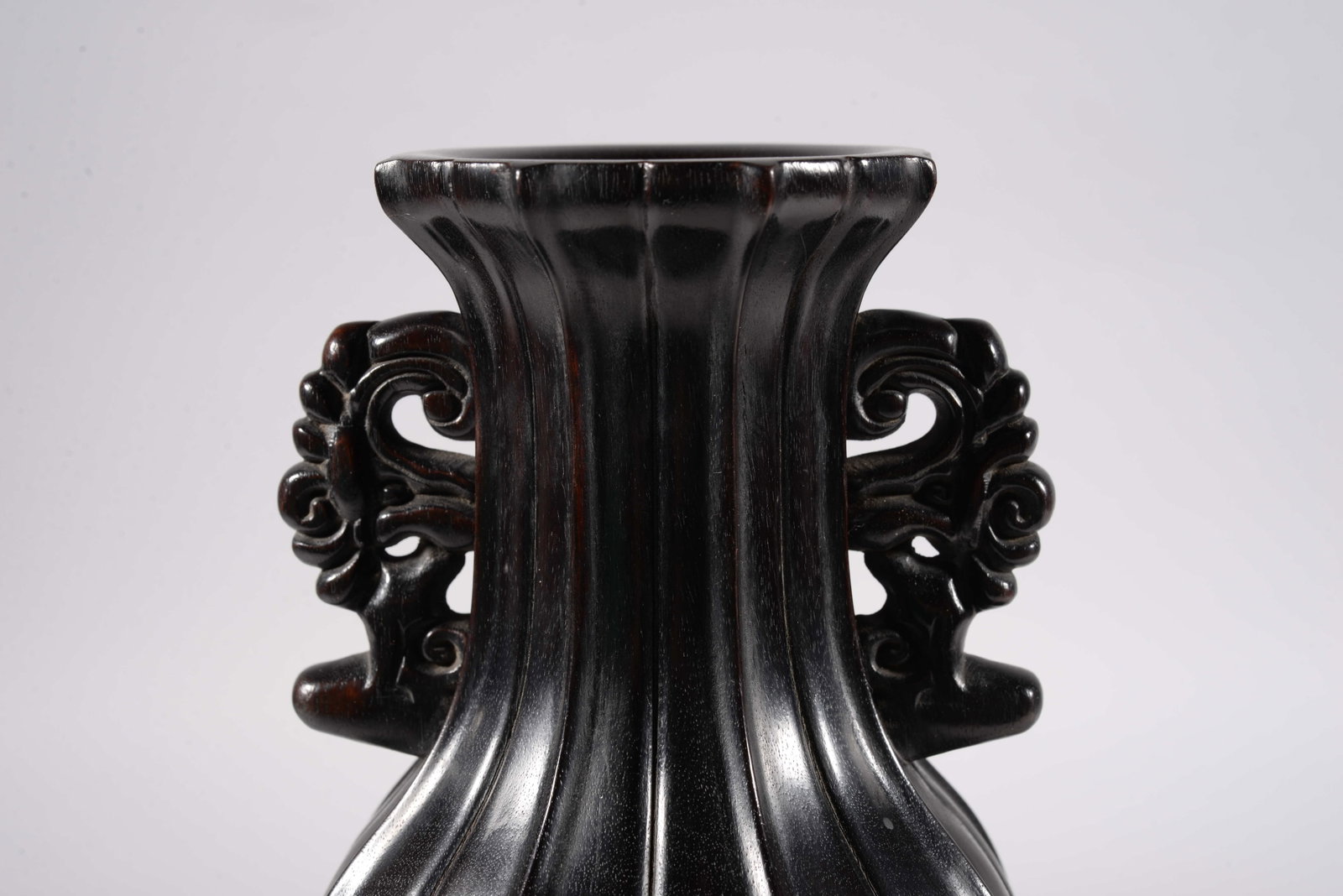 Rosewood carved rectangular-shaped bottle with double ears - 3