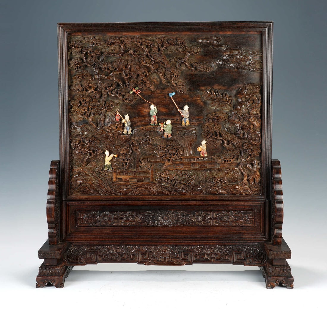 Rosewood screen panel: 63X22.5X65.5cm