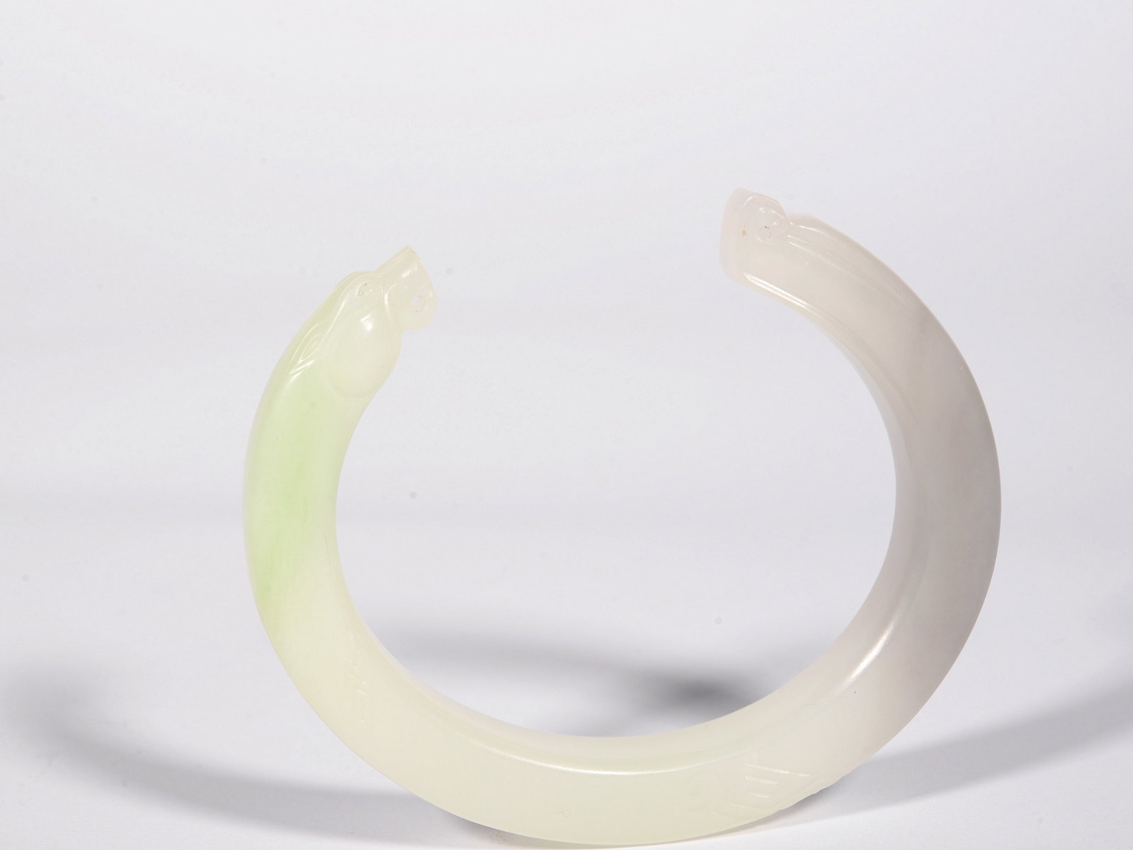 White Jade Dragon Carved Bangle - 2