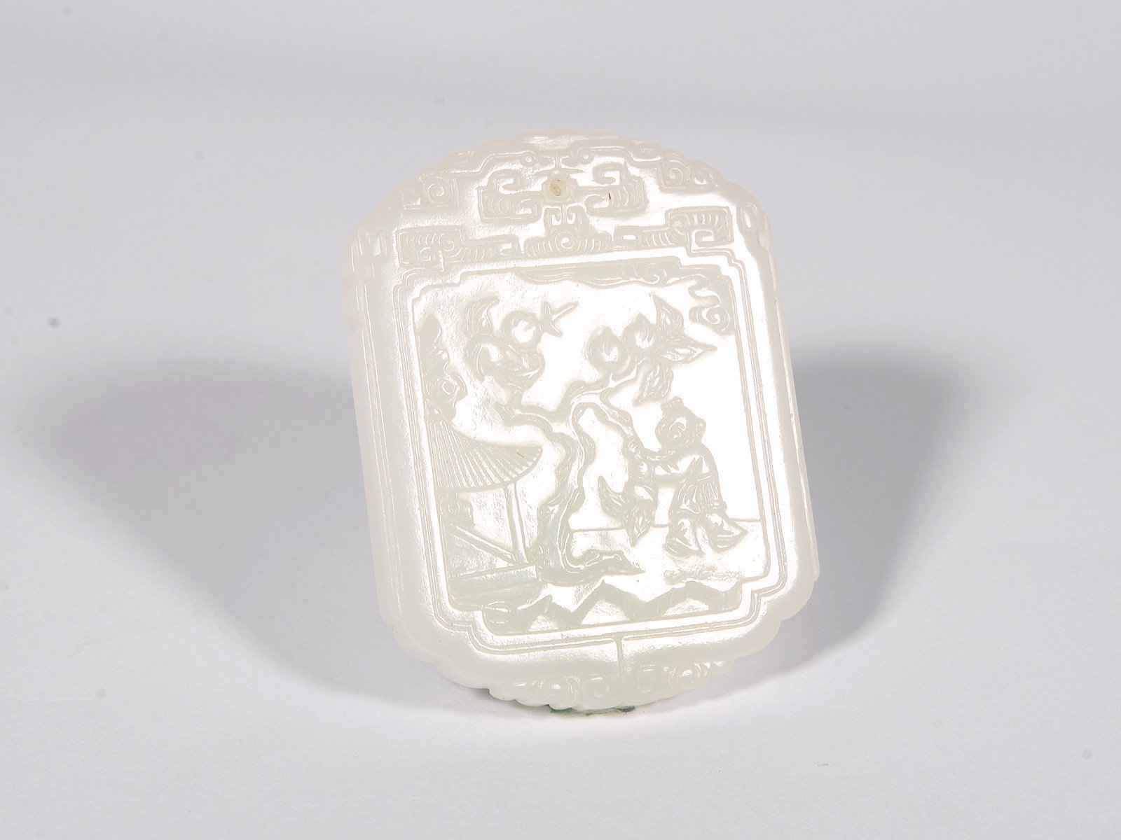 White Jade Portrait Plate: 5.4CM*4.2CM