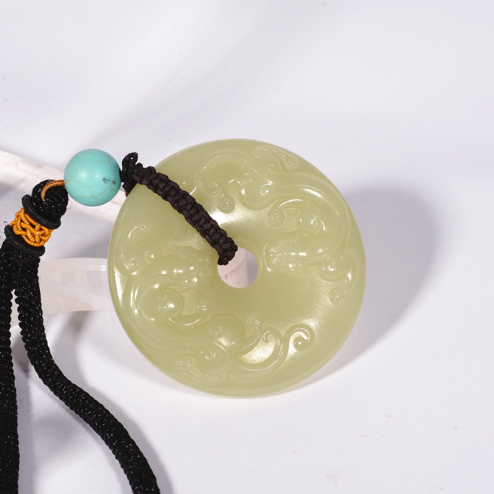 Yellow Jade Dragon-shaped Wall Panel: 5.4CM