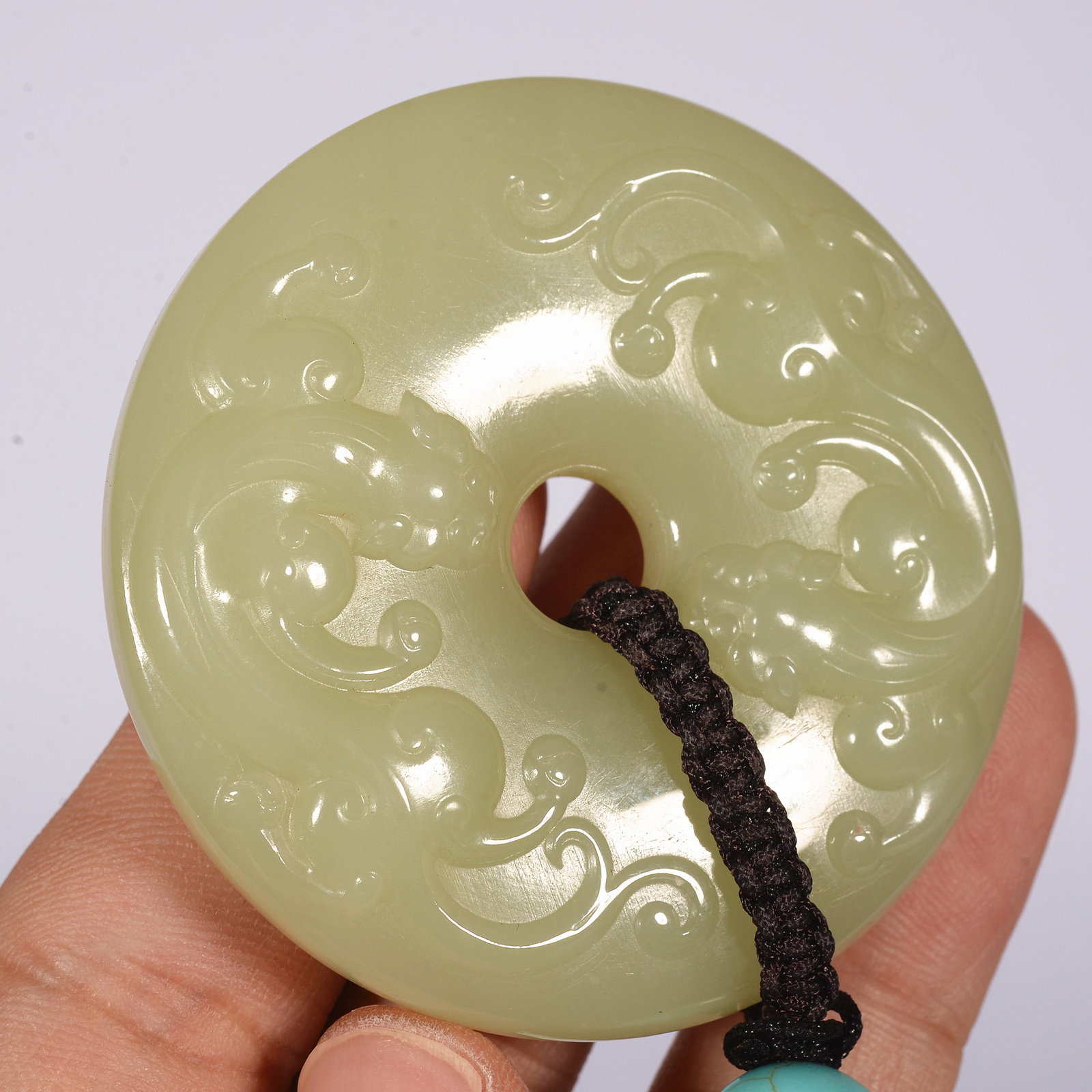 Yellow Jade Dragon-shaped Wall Panel - 4