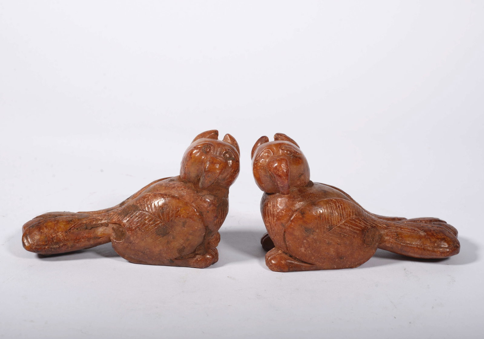 A pair of jade phoenix birds: 11CM*6CM