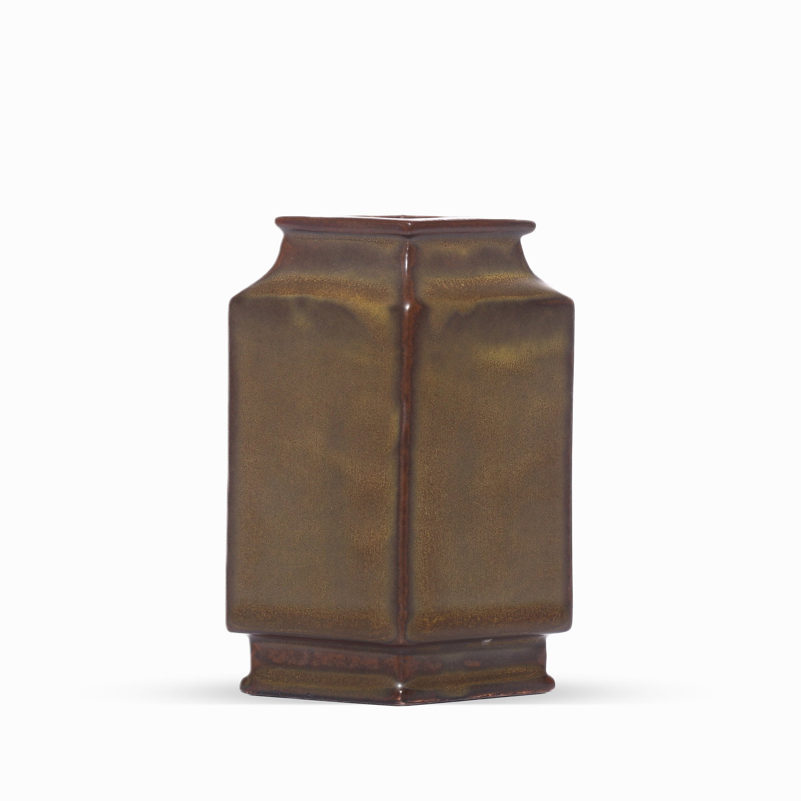 QING TEA FOAM GLAZE RHOMBUS VASE: H:11.4cm