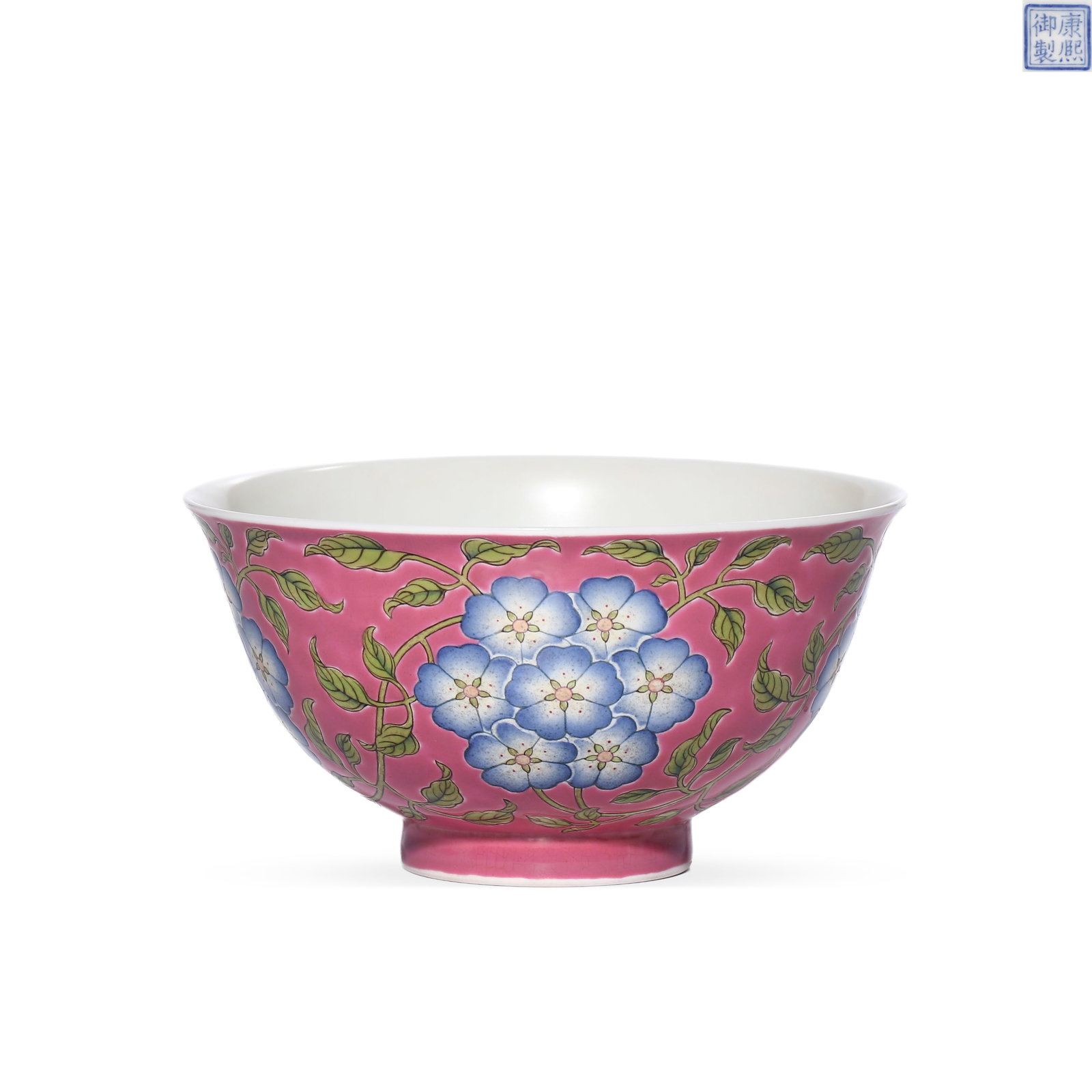 ENAMEL BOWLS WITH FLORAL PATTERNS MADE BY EMPEROR KANGXI OF THE QING DYNASTY: H:7cm D:13.5cm