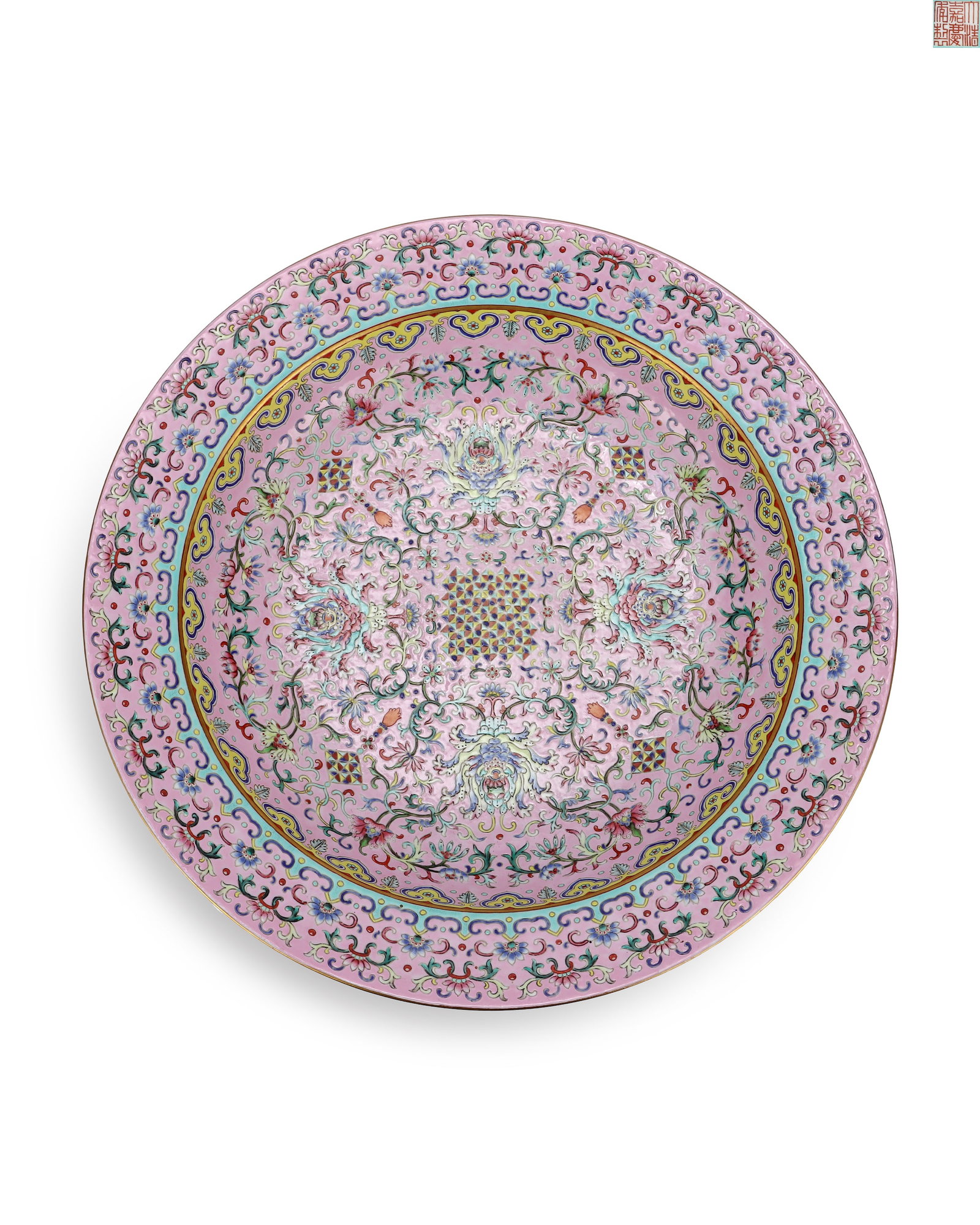 QING DYNASTY QIANLONG PASTEL PORCELAIN PLATE
