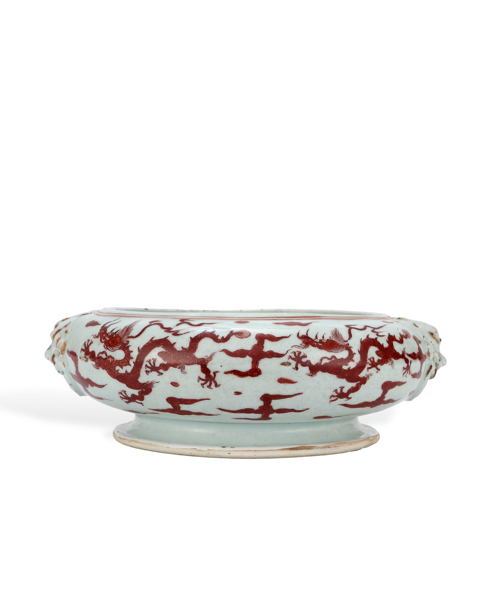 MING DYNASTY UNDERGLAZE RED DRAGON PATTERN PEN WASH: H:9.6cm L:31cm