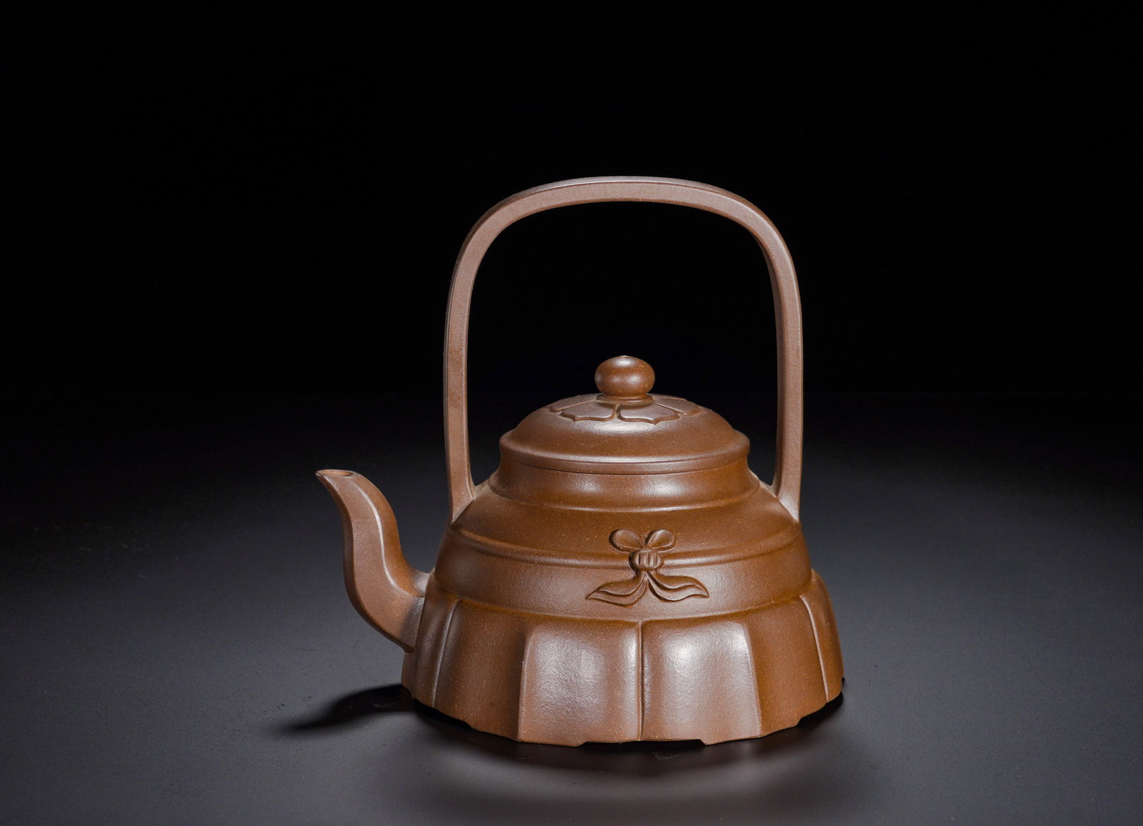 PURPLE CLAY SKIRT FLOWER HANDLE PURPLE CLAY TEAPOT (1 of 11)