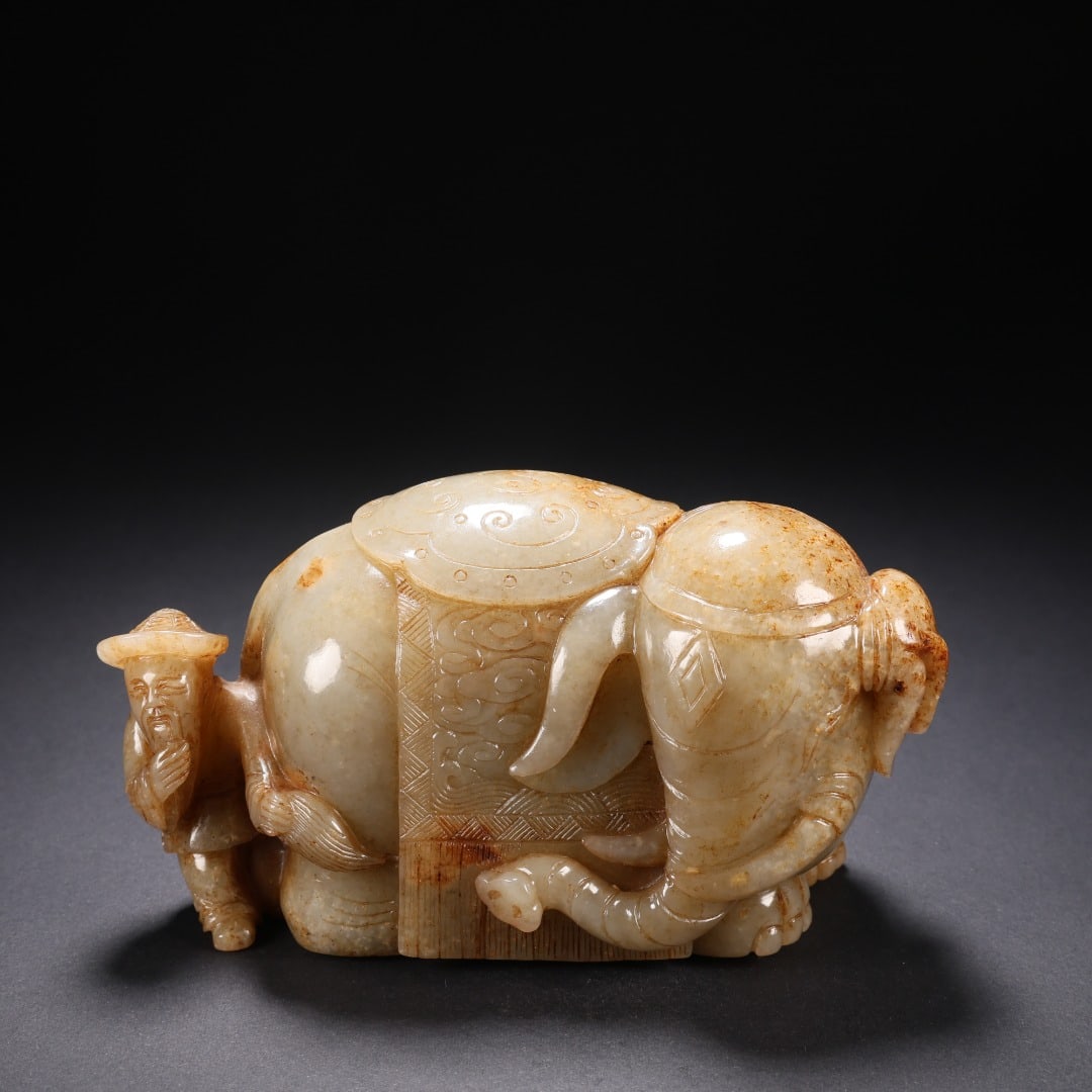 QING DYNASTY HETIAN JADE HUREN WASHING ELEPHANT (1 of 9)